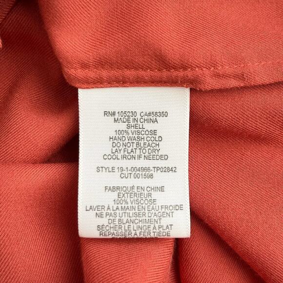 Joie Saiyuri Button Down Drapey Blouse Shirt in Desert Spice Orange, Size Medium - Picture 14 of 14